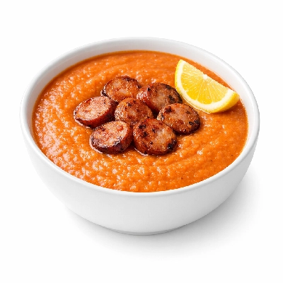 Red Lentil Soup with Sausage and Lemon