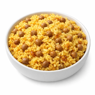 Restaurant latino arroz con grandules (rice and pigeonpeas)