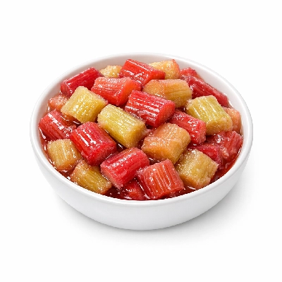 Rhubarb frozen cooked with sugar