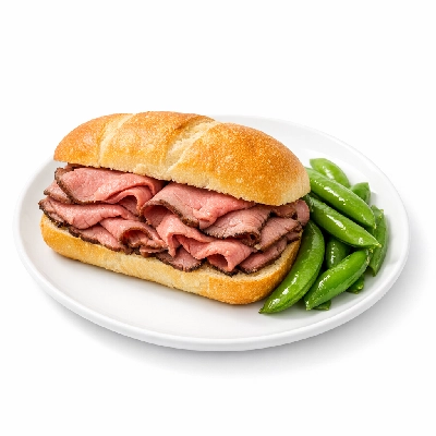 Roast Beef Sandwich & Sugar Snap Peas