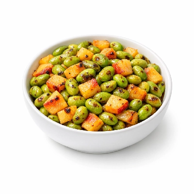 Roasted Edamame with Peach