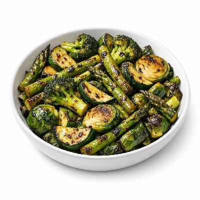 Roasted green vegetables
