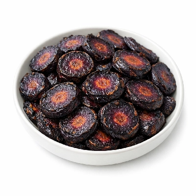 Roasted purple carrot slices