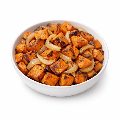 Roasted sweet potatoes and onions