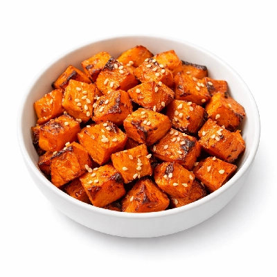 Roasted sweet potatoes with sesame seeds