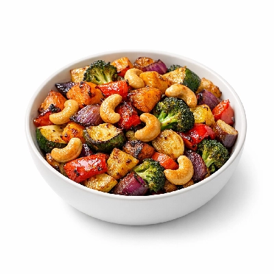 Roasted vegetables with cashews