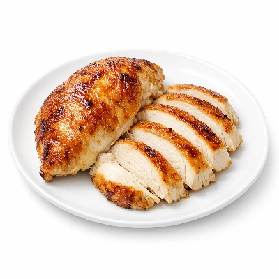 Rotisserie chicken breast meat and skin