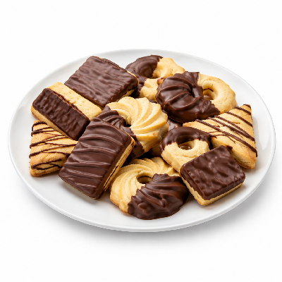Sainsbury's Food Cupboard Biscuits Festive Assorted Belgian Chocolate Shortbread Carton Taste the Difference