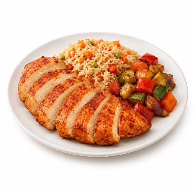 Sainsbury's Fresh Food Healthier Paprika Chicken with Savoury Vegetables and Pilaf Rice Be Good to Yourself