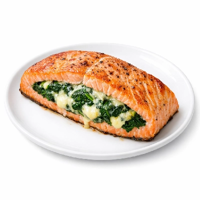 Salmon Stuffed with Spinach and Cheese