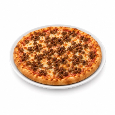 Samuel Mancino's Italian Eatery Beef Patty Crumbles Fully Cooked with 15% TVP 10 Inch Pizza