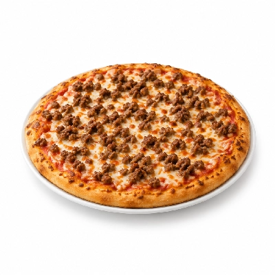Samuel Mancino's Italian Eatery Beef Patty Crumbles Fully Cooked with 15% TVP 12 Inch Pizza