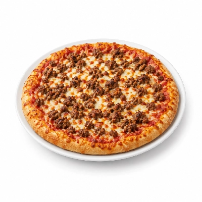 Samuel Mancino's Italian Eatery Beef Patty Crumbles Fully Cooked with 15% TVP 14 Inch Pizza