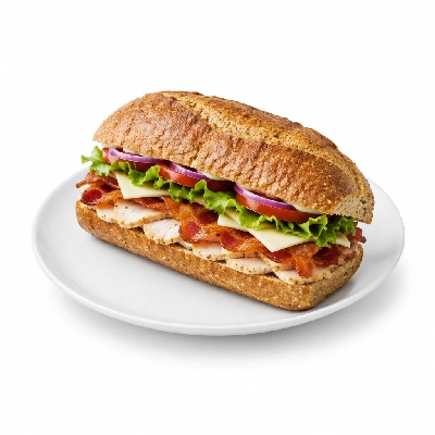 Samuel Mancino's Italian Eatery Grinders Chicken Bacon Club Half Whole Wheat