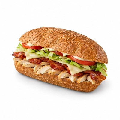Samuel Mancino's Italian Eatery Grinders Chicken Bacon Club Quarter Whole Wheat No Mayo