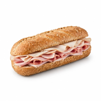 Samuel Mancino's Italian Eatery Grinders Ham & Turkey Half Whole Wheat No Mayo