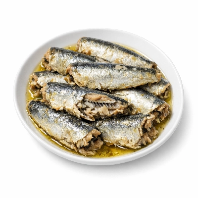 Sardines canned in oil drained solids with bone