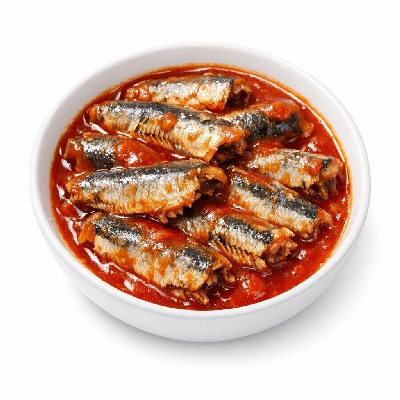 Sardines canned in tomato sauce drained solids with bone