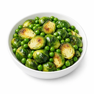 Sauteed Brussels Sprouts and Peas