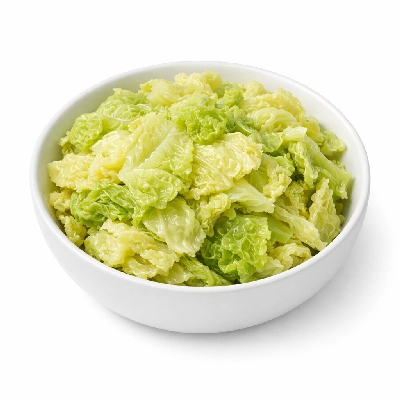 Savoy cabbage boiled without salt
