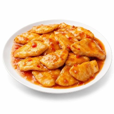 Scores Appetizers Tender Chicken Breast Fillets with Sweet and Sour Sauce and Crudites