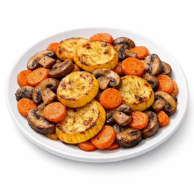 Seasoned Roasted Summer Squash with Carrots and Mushrooms