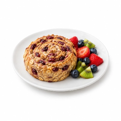 Seattle Sutton's Healthy Eating Breakfast Cranberry Muesli Roll with Fresh Fruit