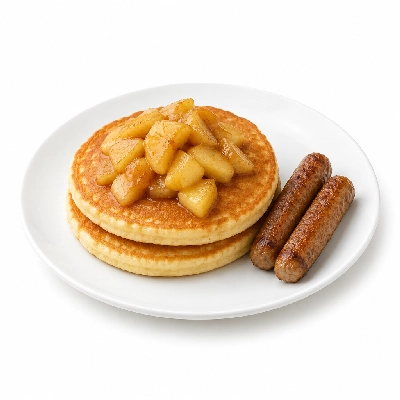Seattle Sutton's Healthy Eating Breakfast Pancakes with Apple Topping and Veggie Sausage