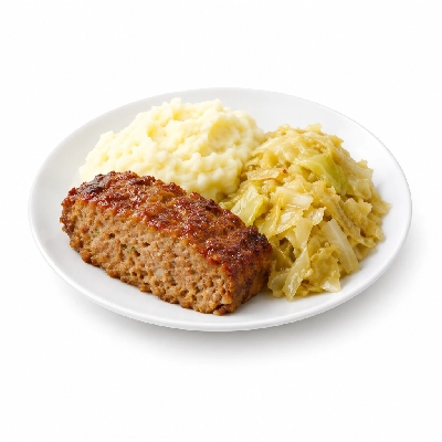 Seattle Sutton's Healthy Eating Dinner Turkey Meatloaf with Braised Cabbage & Mashed Potatoes