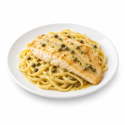 Seattle Sutton's Healthy Eating Lemon Piccata Flounder Over Linguini 2000 Calorie Plan