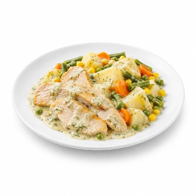 Seattle Sutton's Healthy Eating Lunch Chilled Potato Turkey Fillet and Veggies with Dill Sauce