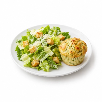 Seattle Sutton's Healthy Eating Lunch Fresh Caesar Salad and Zucchini Muffin
