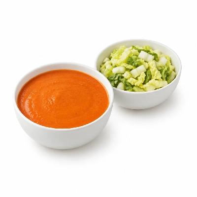 Seattle Sutton's Healthy Eating Red Pepper Bisque & Napa Salad 1200 Calorie Plan