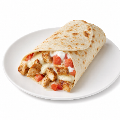 Sheetz Grilled Chicken Shnack Wrap with Provolone Cheese Sour Cream and Diced Tomatoes