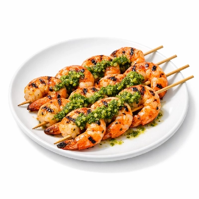 Shrimp Skewers with Pesto