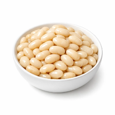 Small white beans boiled without salt