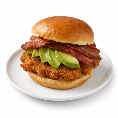 Smashburger Avocado Bacon Club Crispy Chicken Burger