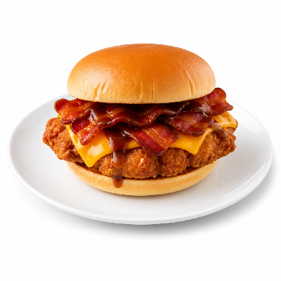 Smashburger BBQ Bacon Cheddar Crispy Chicken Burger