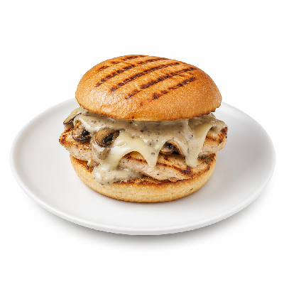Smashburger Truffle Mushroom Swiss Grilled Chicken Burger