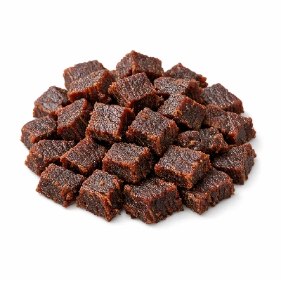 Snacks beef jerky chopped and formed