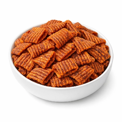 Snacks corn-based extruded chips barbecue-flavor