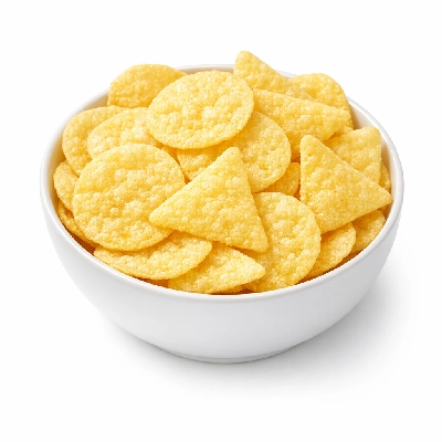 Snacks corn-based extruded chips plain