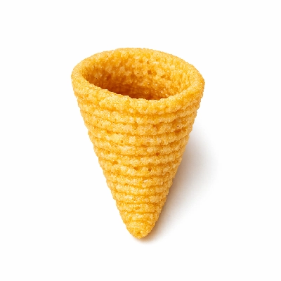 Snacks corn-based extruded cones plain