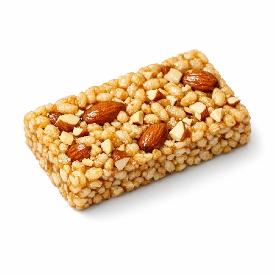 Snacks crisped rice bar almond