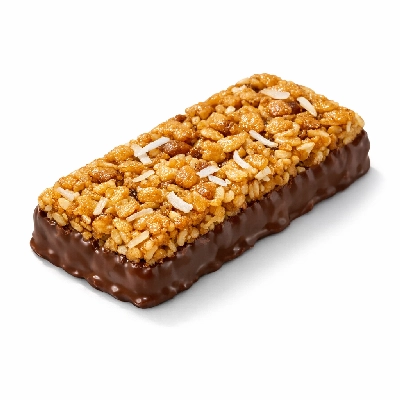 Snacks granola bar with coconut chocolate coated