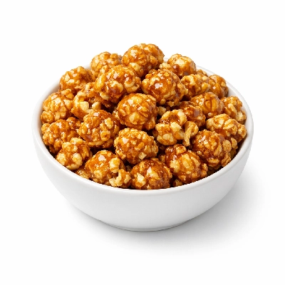 Snacks popcorn caramel-coated without peanuts