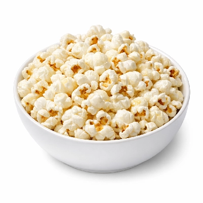 Snacks popcorn oil-popped microwaved