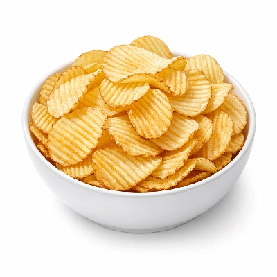 Snacks potato chips made from dried potatoes fat-free with olestra