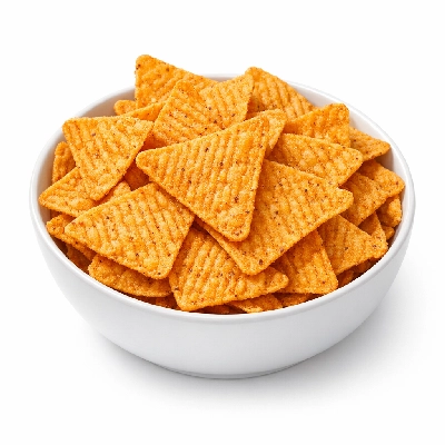 Snacks tortilla chips low fat made with olestra nacho cheese