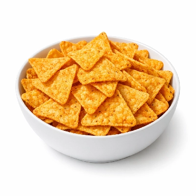 Snacks tortilla chips nacho-flavor reduced fat